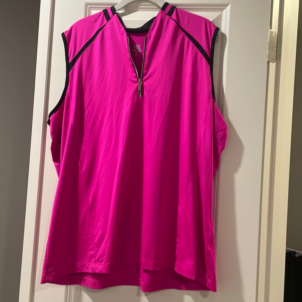 Tail 1X Pink and Black Sleeveless Golf Polo